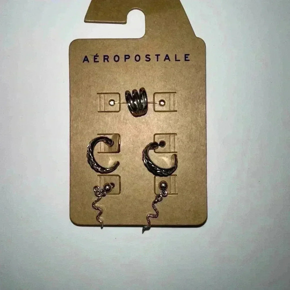 Women's Aeropostale Silver Earrings, One Size Set of 2 full sets&one cuff snake - Picture 3 of 4